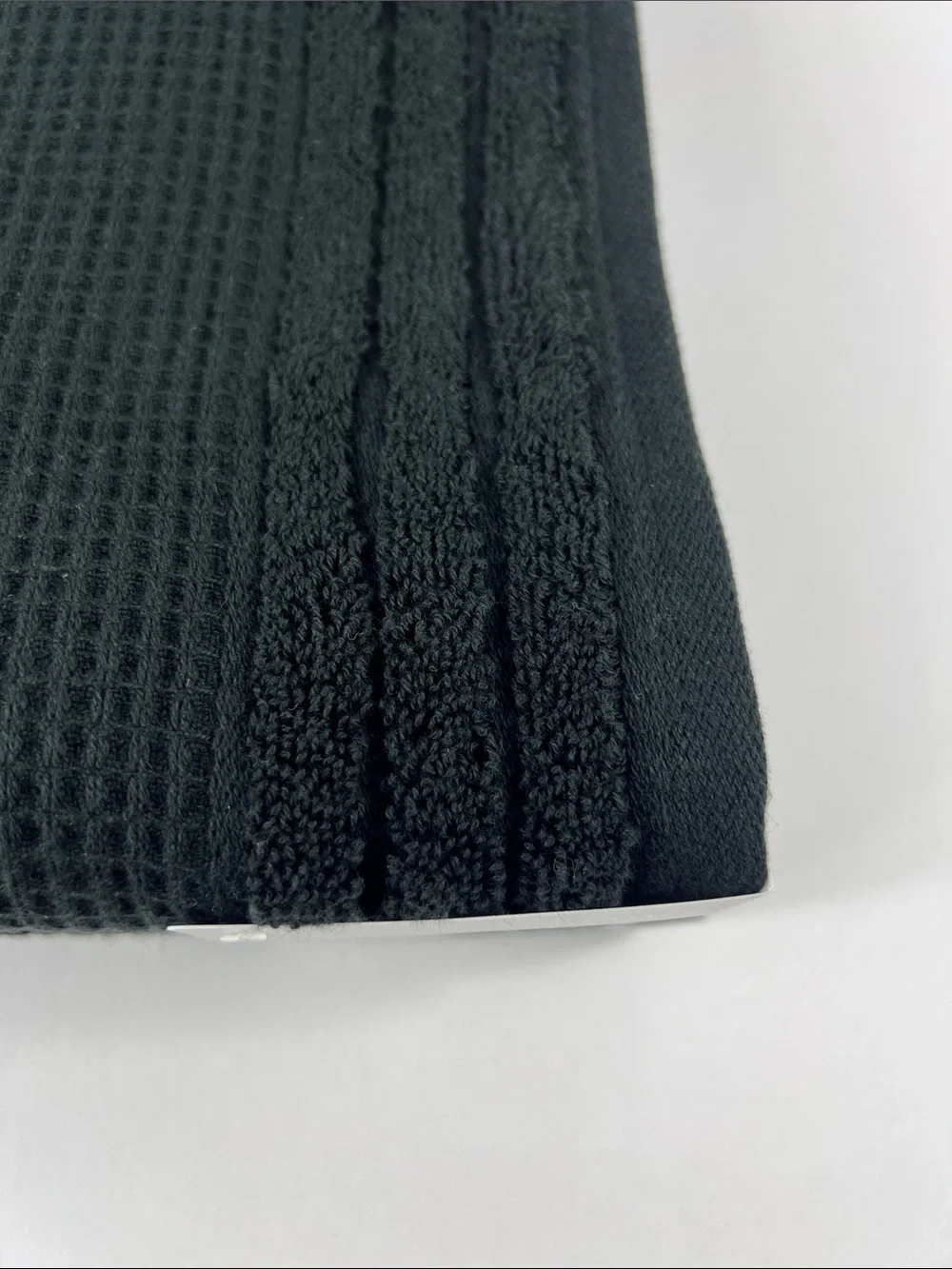 Hotel Balfour Bath Towel Set Black Waffle Texture Quick Dry Cotton Set of 9 NEW